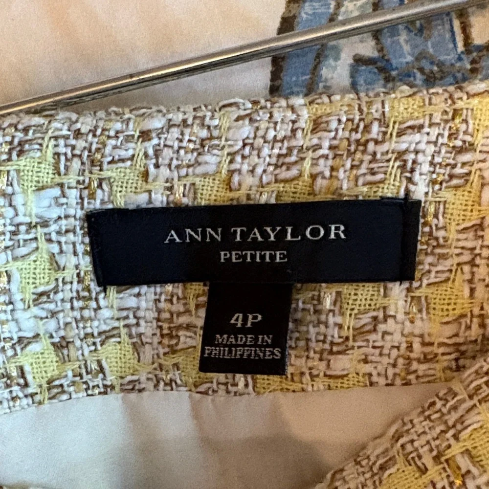 Ann Taylor Pale Yellow and Gold Tweed Skirt NWOT